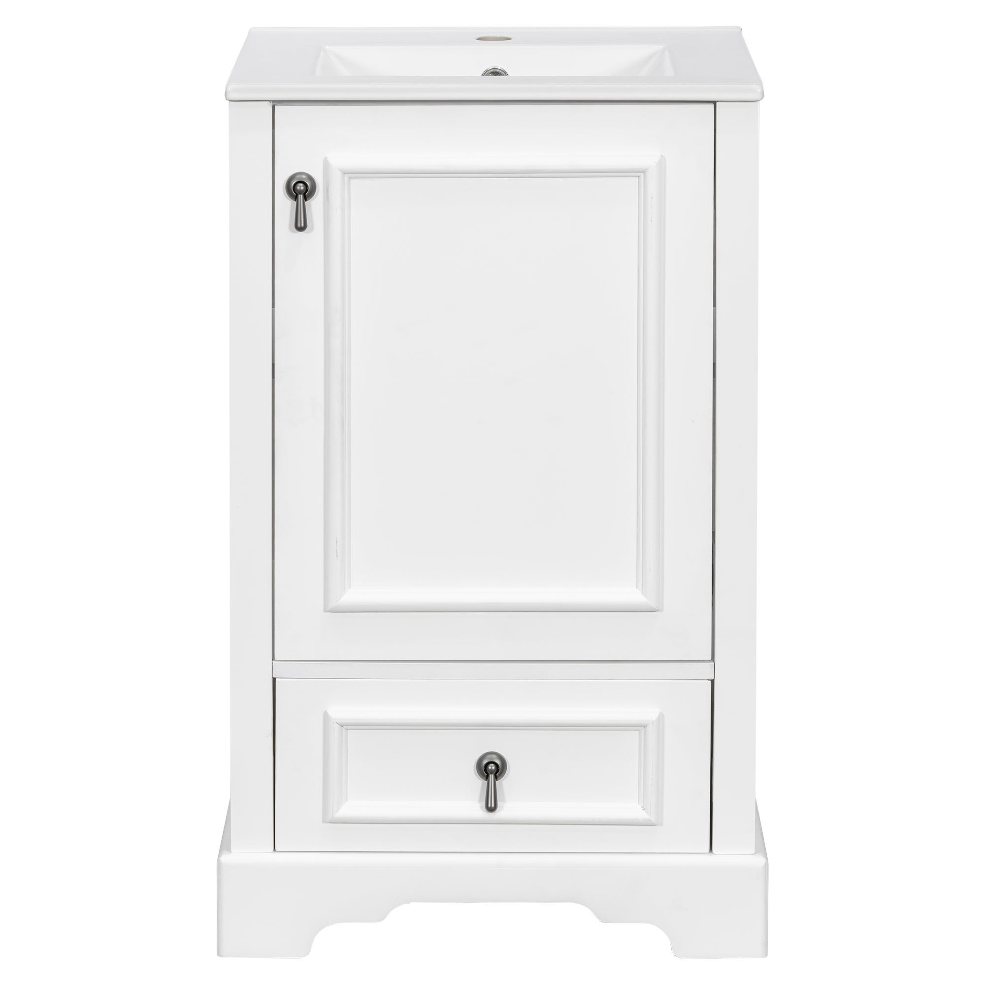 Alt View 10. Boyel Living - 20 Inch White Bathroom Vanity with Ceramic Sink Soft Close Door Drawer Adjustable U-Shaped Shelf Door Storage Rack - White.