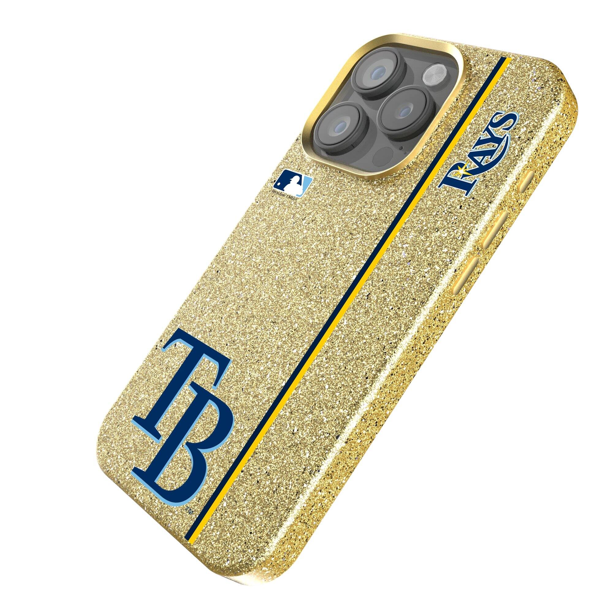 Alt View 1. Keyscaper - Tampa Bay Rays iPhone Bling Case - 15 Plus - Gold.