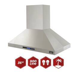 Kucht - 36 inches - Externally Vented - Island Range Hood - Stainless Steel