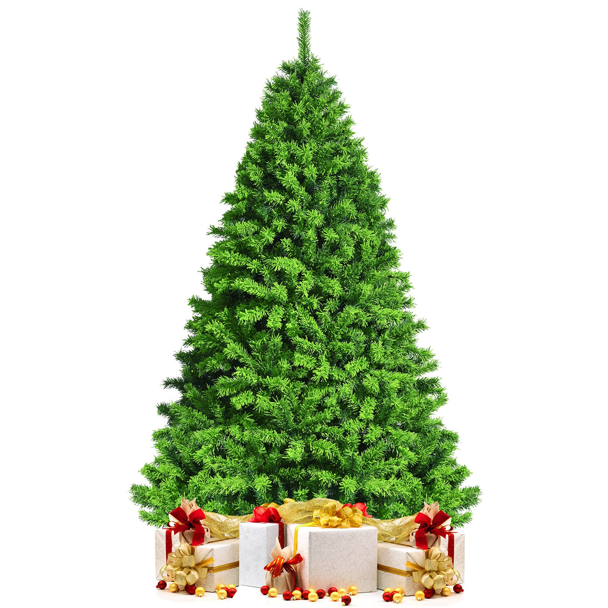 Alt View 20. Costway - 7.5ft Flocked Hinged Artificial Christmas Tree with Metal Stand - Green.