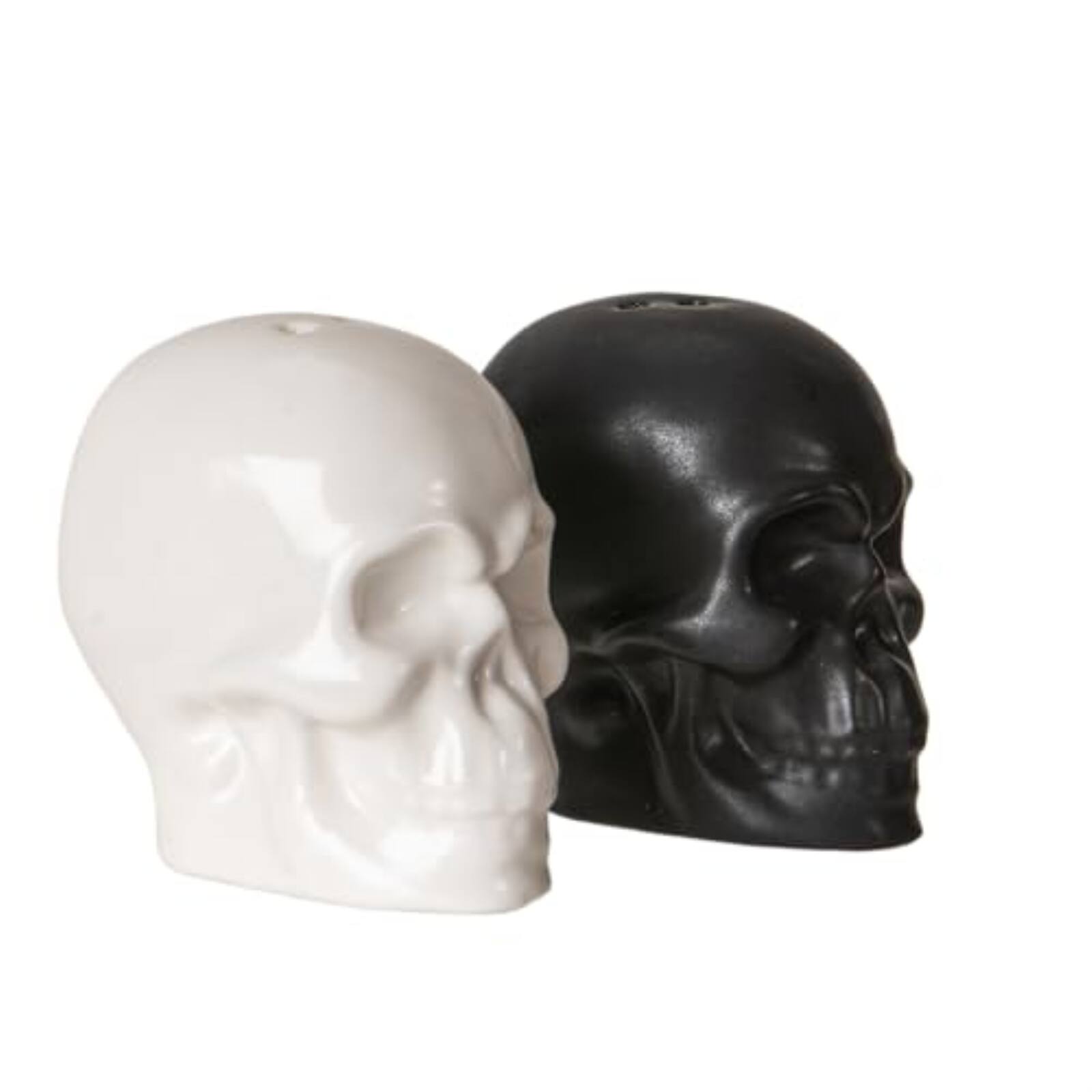 Back. Pacific Trading - Black and White Skulls Ceramic Salt And Pepper Shaker Set - Multicolor.