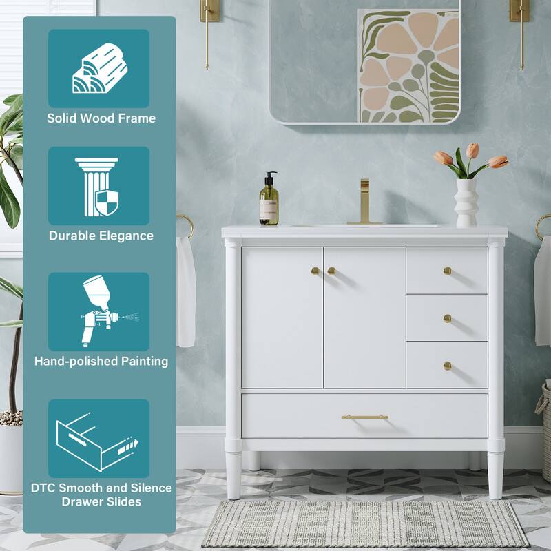 Solid Wood Frame  
Durable Elegance  
Hand-polished Painting  
DTC Smooth and Silence Drawer Slides