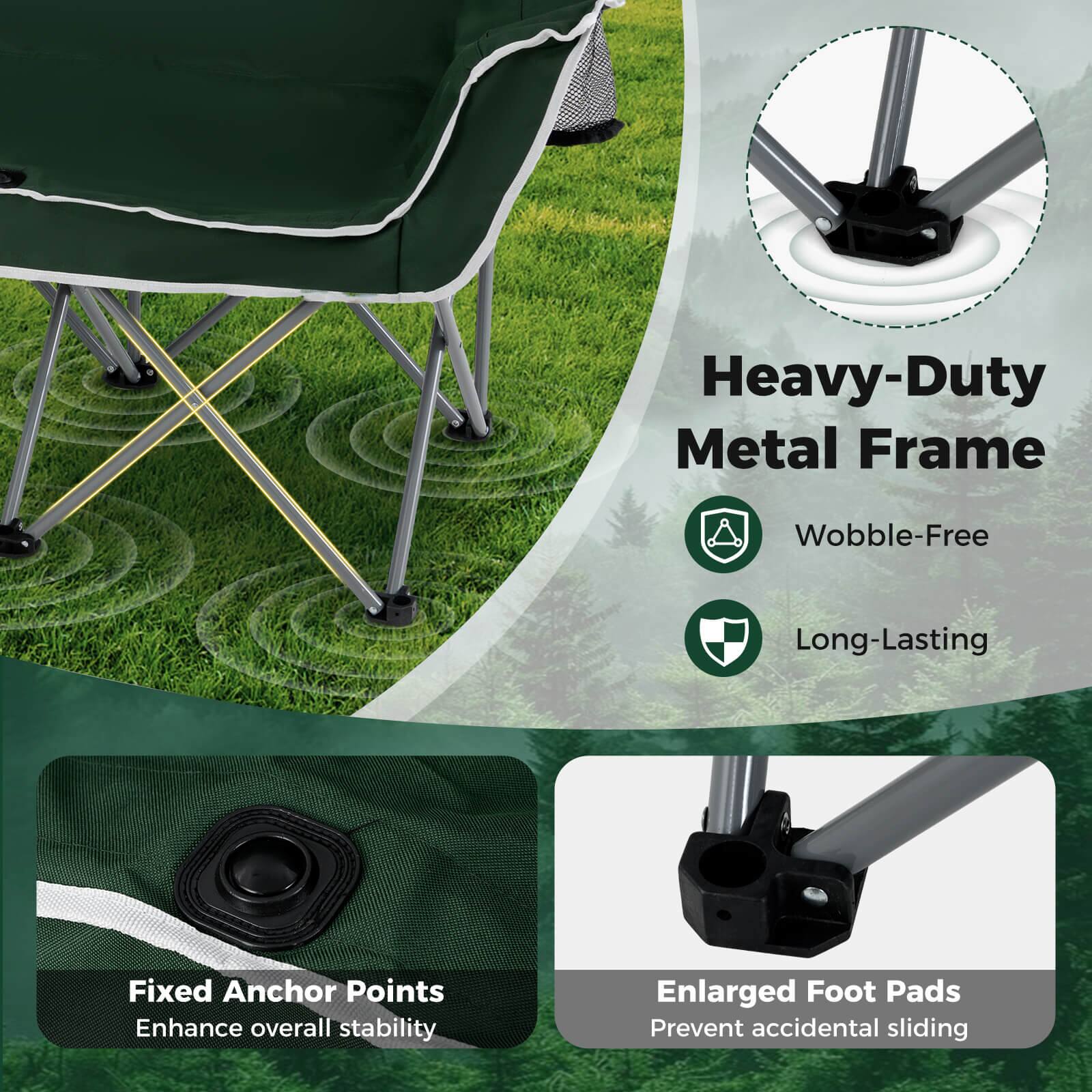Heavy-Duty Metal Frame  
- Wobble-Free  
- Long-Lasting  

Fixed Anchor Points  
- Enhance overall stability  

Enlarged Foot Pads  
- Prevent accidental sliding
