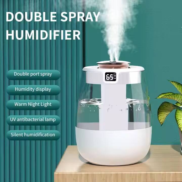 DOUBLE SPRAY HUMIDIFIER

- Double port spray
- Humidity display
- Warm Night Light
- UV antibacterial lamp
- Silent humidification
