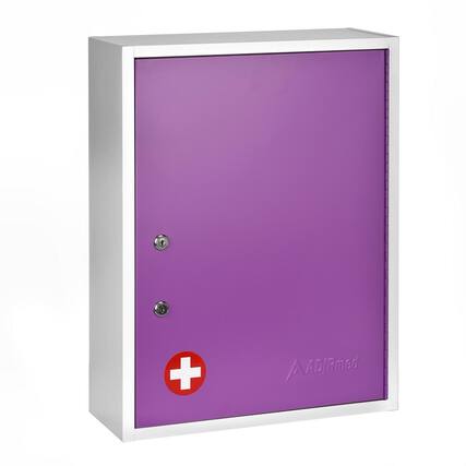 Front. Viva Comfort - Medicine Cabinet, Large Surface Mount Bathroom Security Cabinet with Dual Lock - Purple.