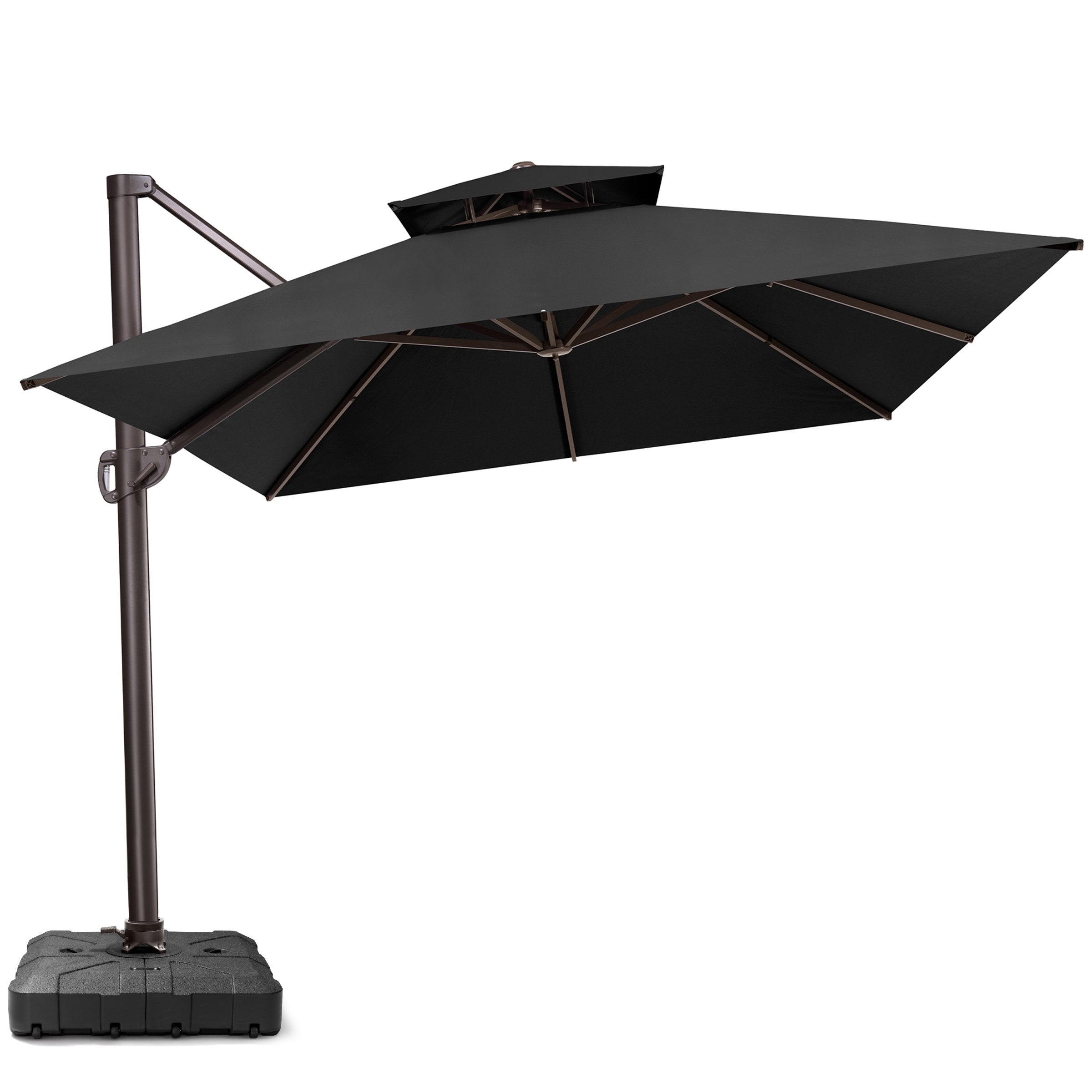 Alt View 2. Crestlive Products - Crestlive Products 10x13ft Aluminum Crank Cantilever Patio Umbrella with Lights with Base - Black.