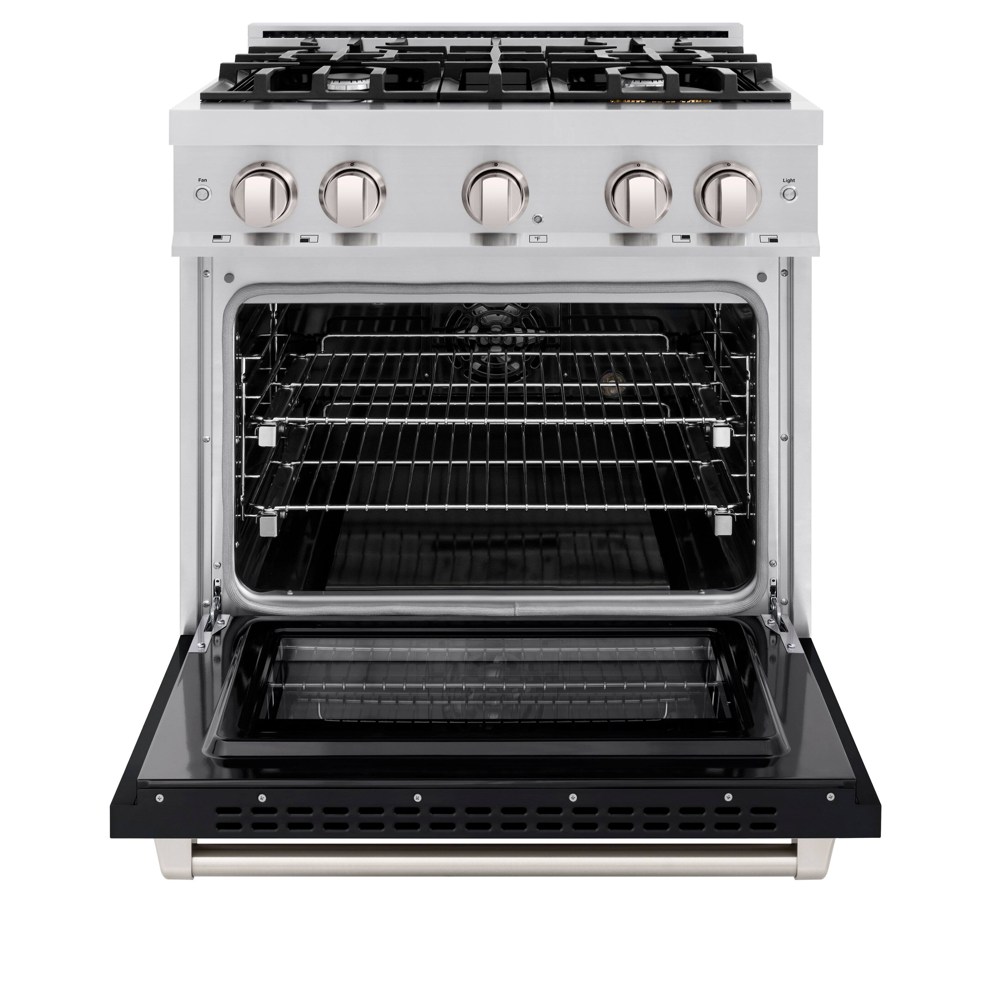 Alt View 1. ZLINE - ZLINE 30" Select Dual Fuel Black Matte Door Range w/ 4 Burners and Convection Oven (HDR-BLM-30) - Black.