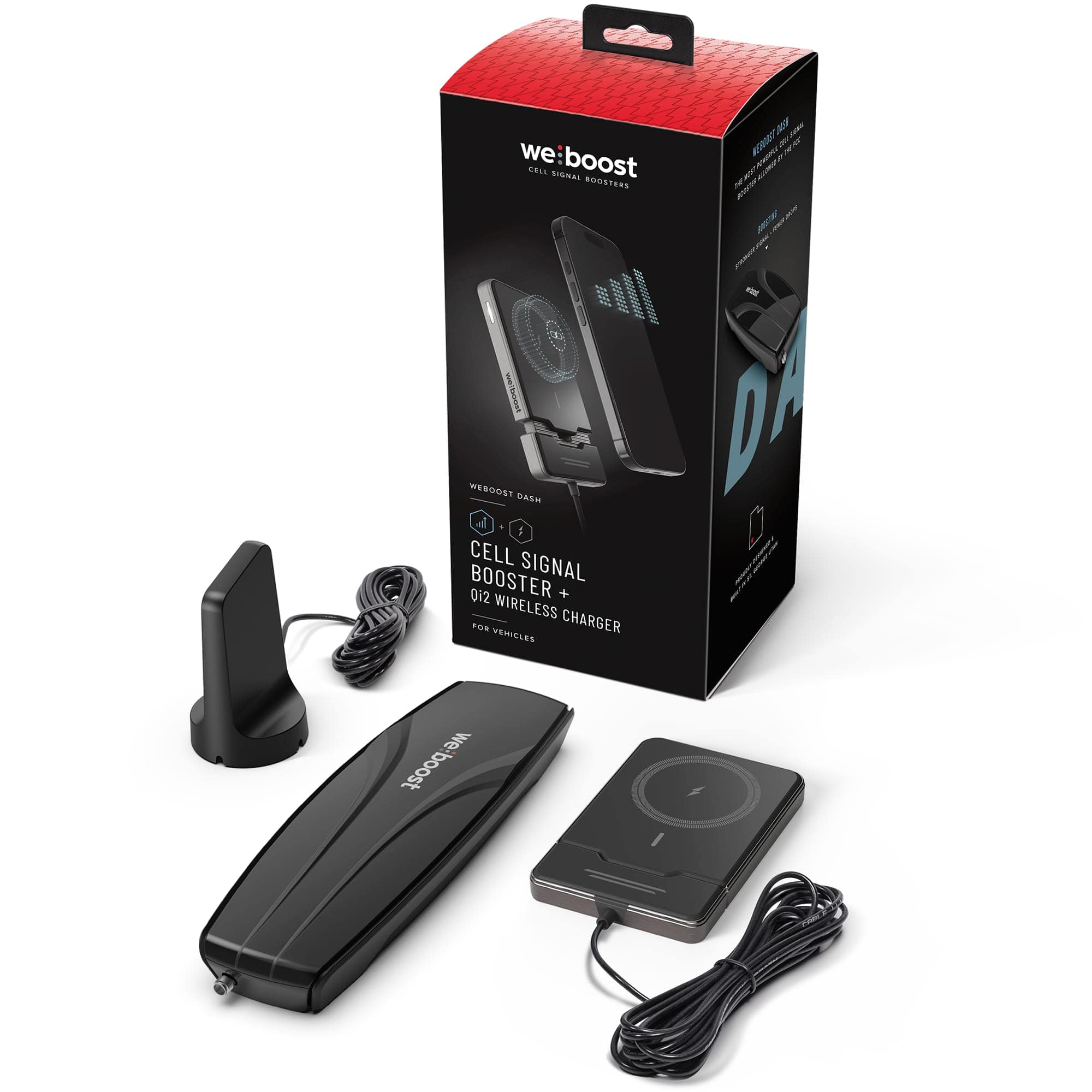 weBoost - Dash Cell Phone Signal Booster with Qi2/MagSafe Compatible Wireless Charger - Black