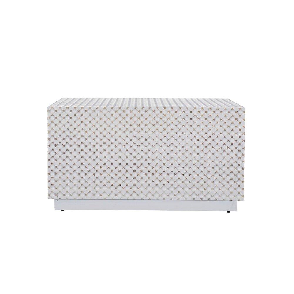 Alt View 1. Carolina Chair & Table - Dimple Rectangular Coffee Table - Whitewash - White.