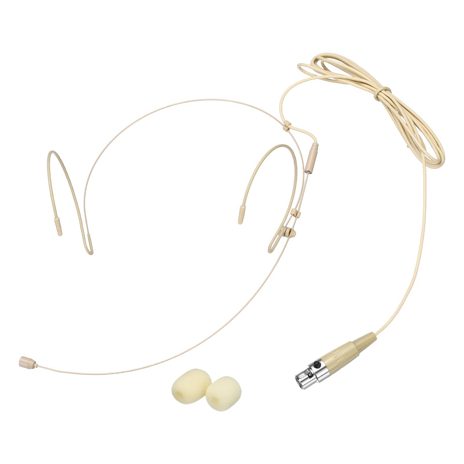 Unique Bargains - Ear Hook Headset Microphone Double Over Ear Omnidirectional Wired Condenser with Mini XLR 4 Pin TA4F Plug 3.9ft Cable - Beige