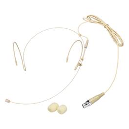 Unique Bargains - Ear Hook Headset Microphone Double Over Ear Omnidirectional Wired Condenser with Mini XLR 4 Pin TA4F Plug 3.9ft Cable - Beige