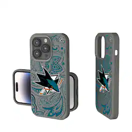 Keyscaper - NHL - San Jose Sharks Paisley Soft Touch iPhone Case - 15 Pro - Gray