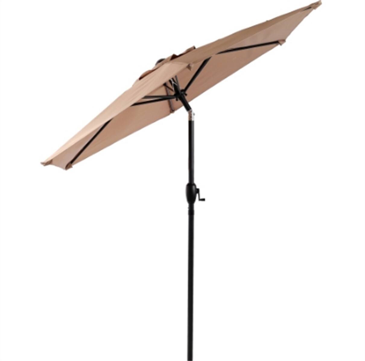 Alt View 5. HTUTWOO - 10FT Steel Patio Umbrella with Push Button Tilt and Crank Mechanism, Waterproof Canopy, Not Include Umbrella Base - BROWN.