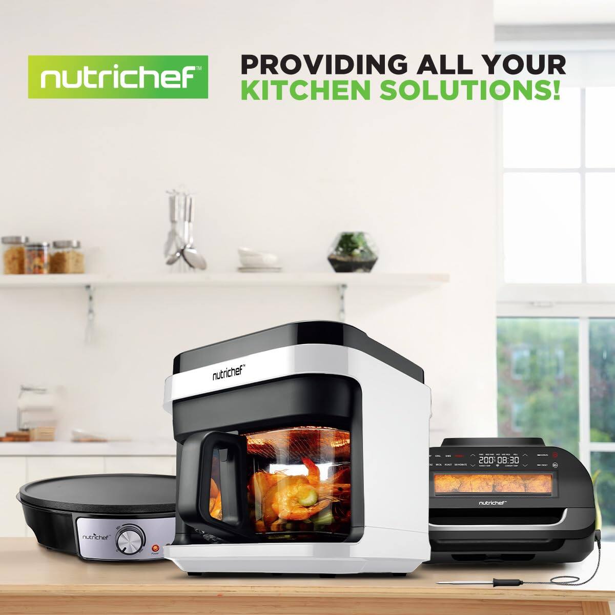 NutriChef 5.8 Quart Air Fryer 8 1 Preset Cook Modes Temperature