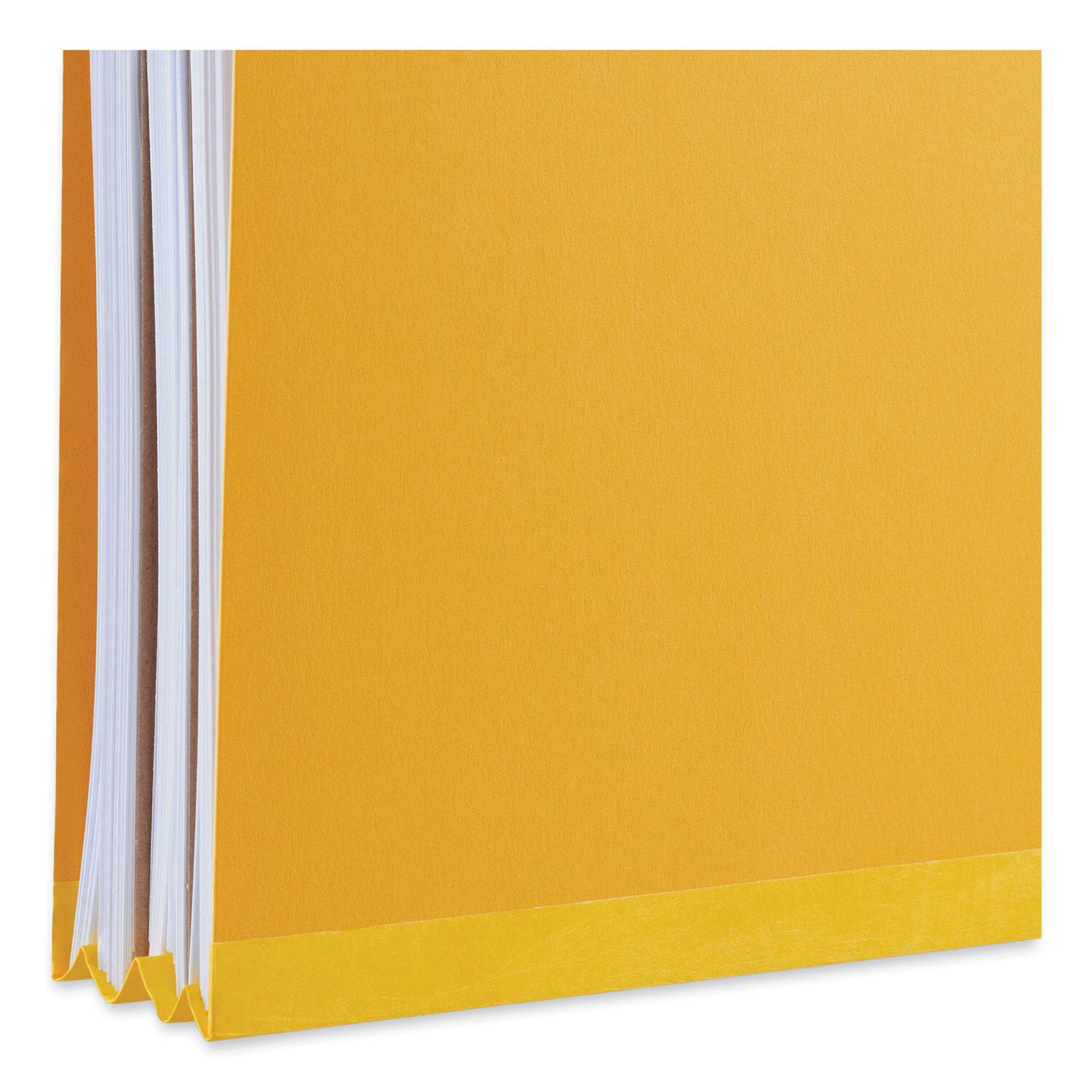 Left. Universal - Bright Colored Pressboard  Folders, 2" Expansion, 2 Dividers, 6 Fasteners, Legal Size, Yellow Exterior, 10/Box.