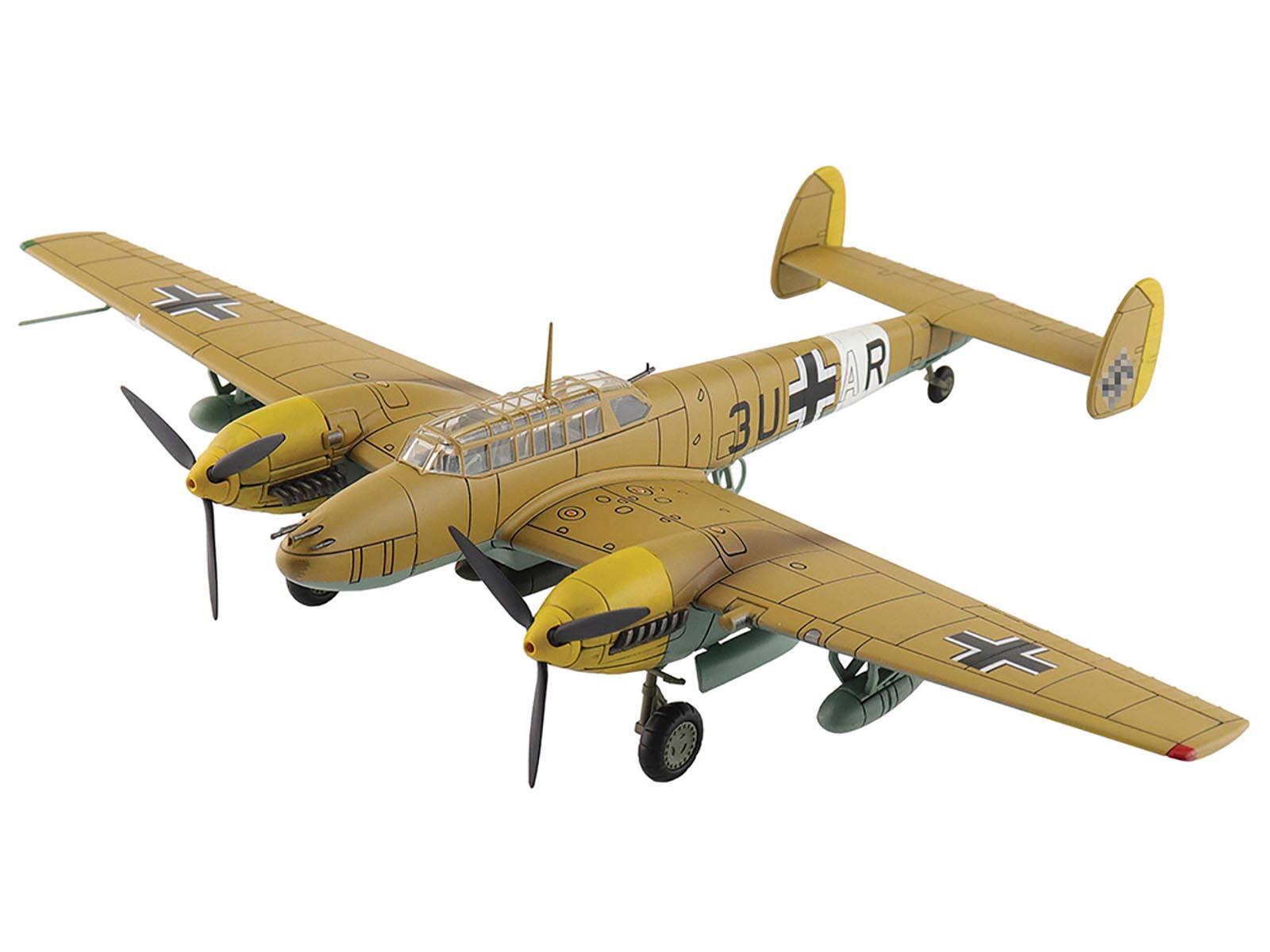 Alt View 4. Hobby Master - Messerschmitt BF 110E-2 Trop Fighter Aircraft "3U+AR, 7./ZG26, Italy" (1941) German Luftwaffe 1/72 Model by Hobby Master.