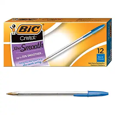 BIC Cristal Xtra Smooth
Up to 35% Smoother
Ultra-smooth writing
12 Ball Pens/Bolígrafos Medium/Mediana
Blue Ink/Tinta Azul