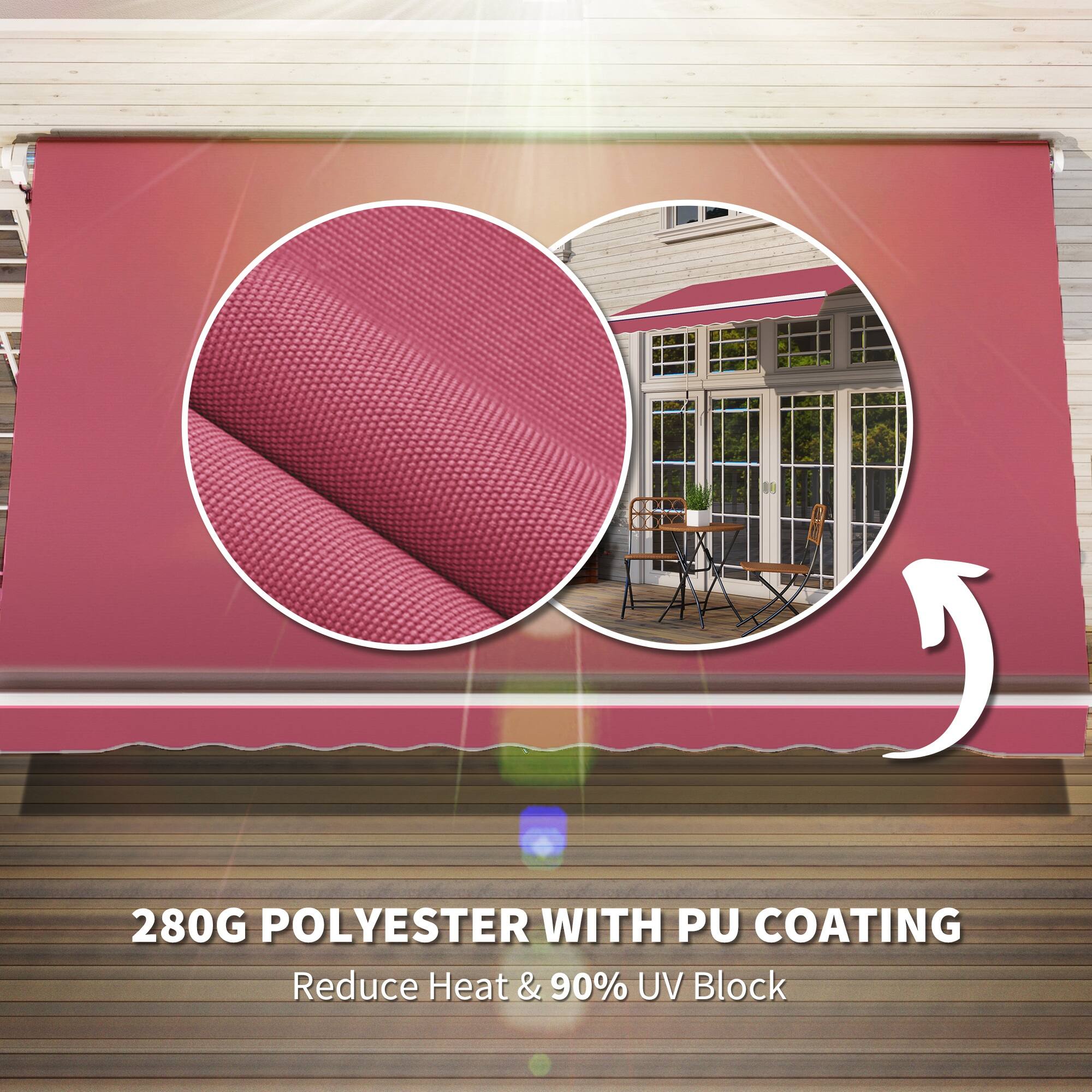280G POLYESTER WITH PU COATING
Reduce Heat & 90% UV Block