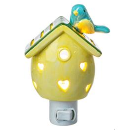 Ganz - Multicolor Birdhouse with Blue Bird Ceramic Plug in Night Light 5 Inch - Yellow