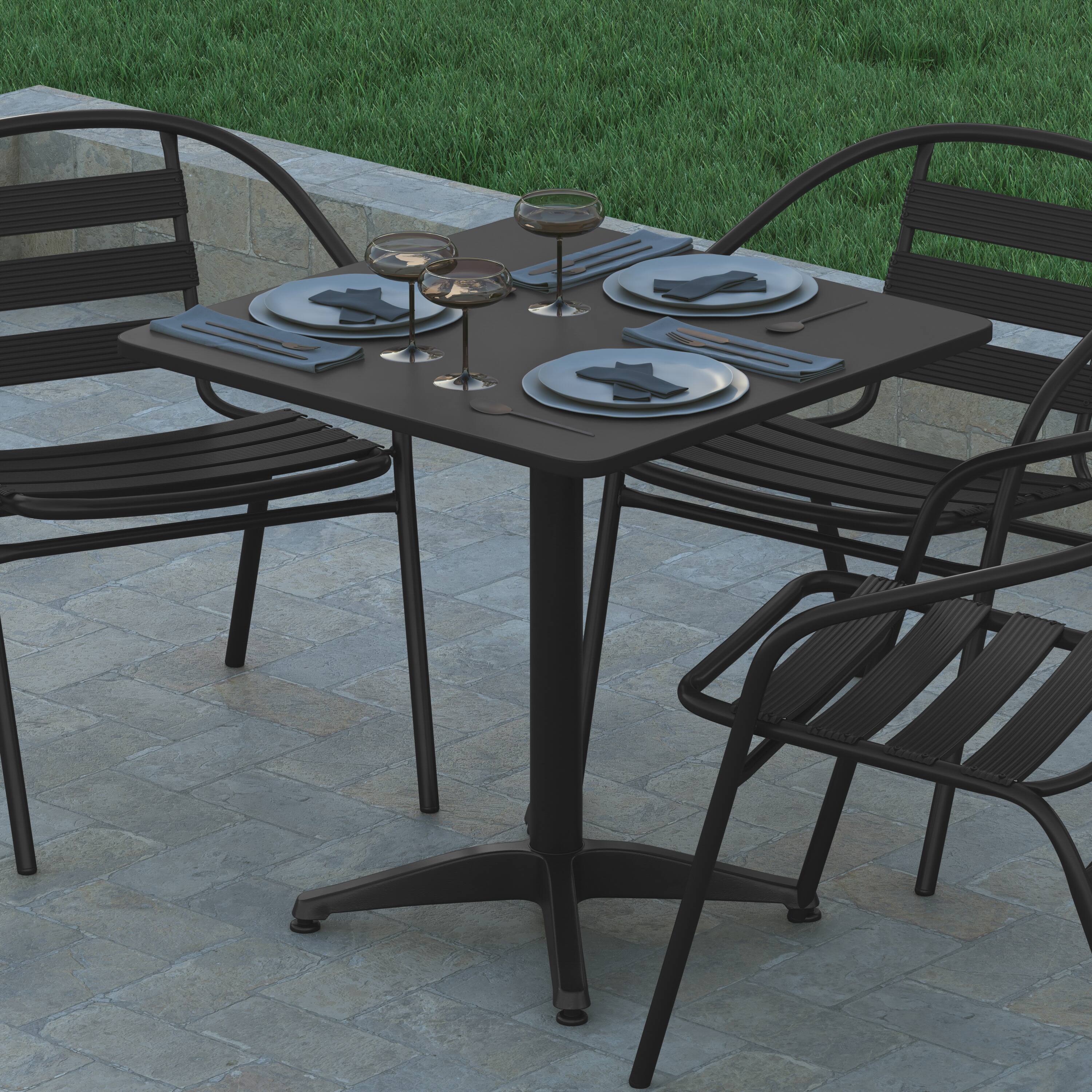 Alt View 3. Emma + Oliver - 27.5'' Square Aluminum Indoor-Outdoor Table with Base - Black.
