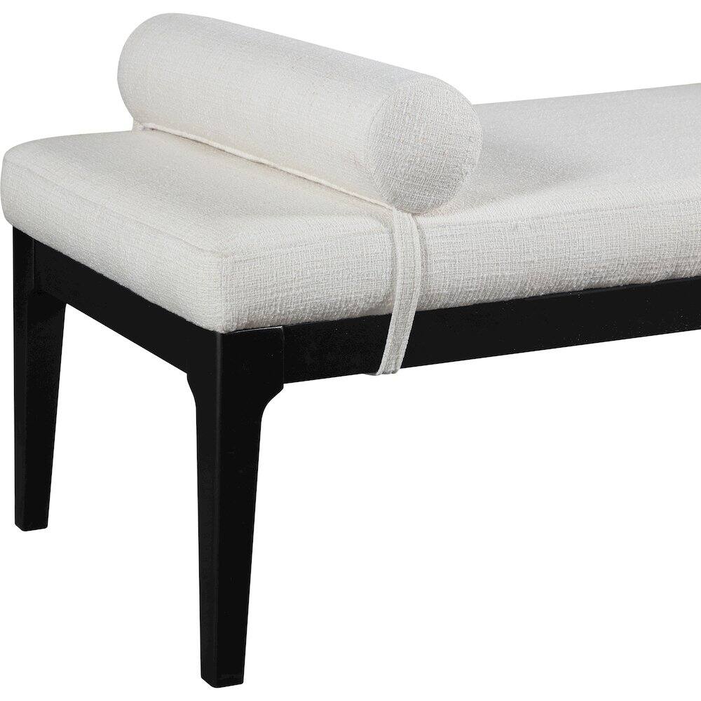 Alt View 4. Meridian Furniture - Priscilla Cream Linen Textured Fabric Bench - Beige.