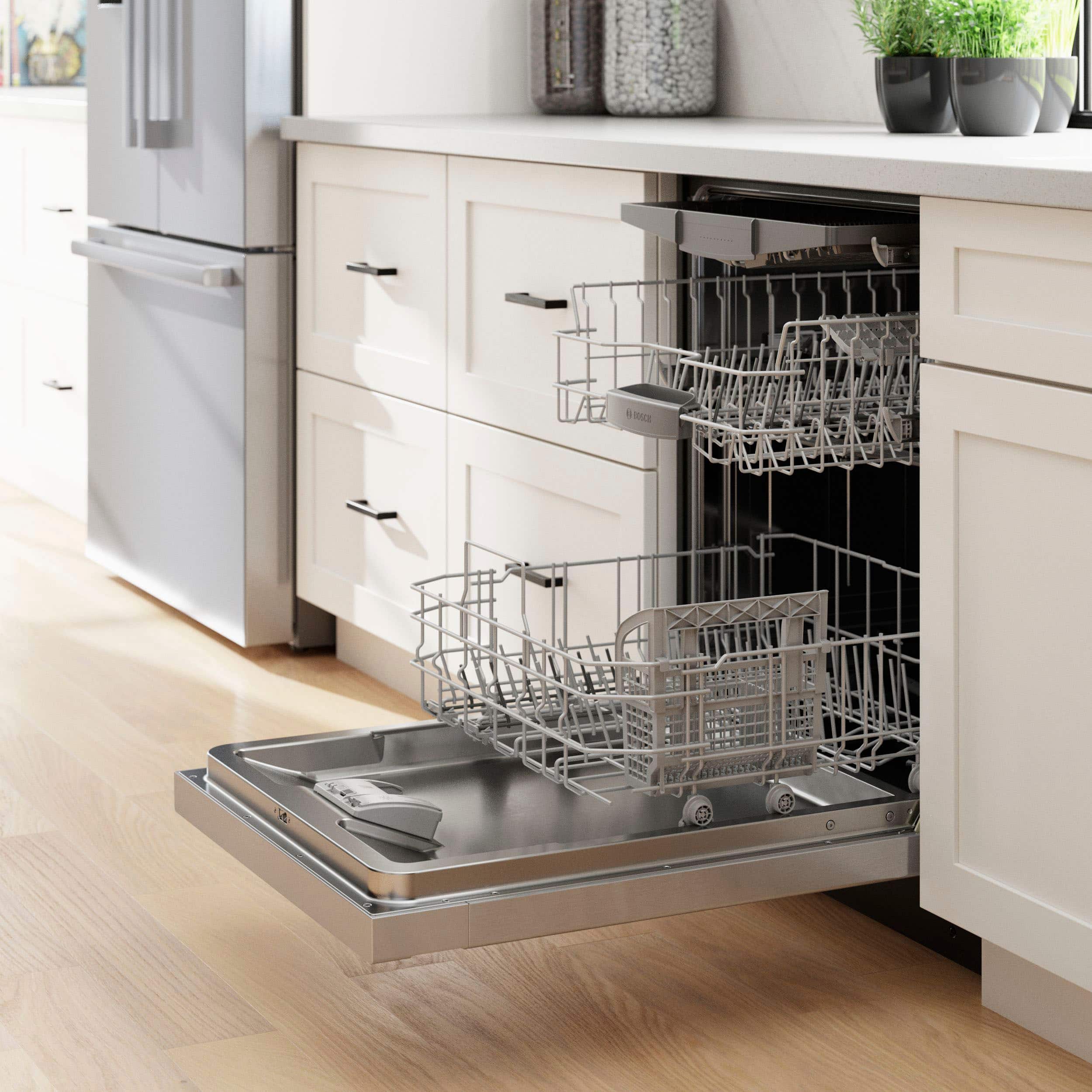 Alt View 29. Bosch - 300 Series 24" Front Control Smart Built-In Stainless Steel Tub Dishwasher with 3rd Rack and AquaStop Plus, 46 dBA - Stainless Steel.
