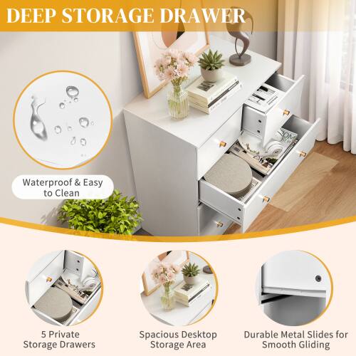 DEEP STORAGE DRAWER

- Waterproof & Easy to Clean
- 5 Private Storage Drawers
- Spacious Desktop Storage Area
- Durable Metal Slides for Smooth Gliding