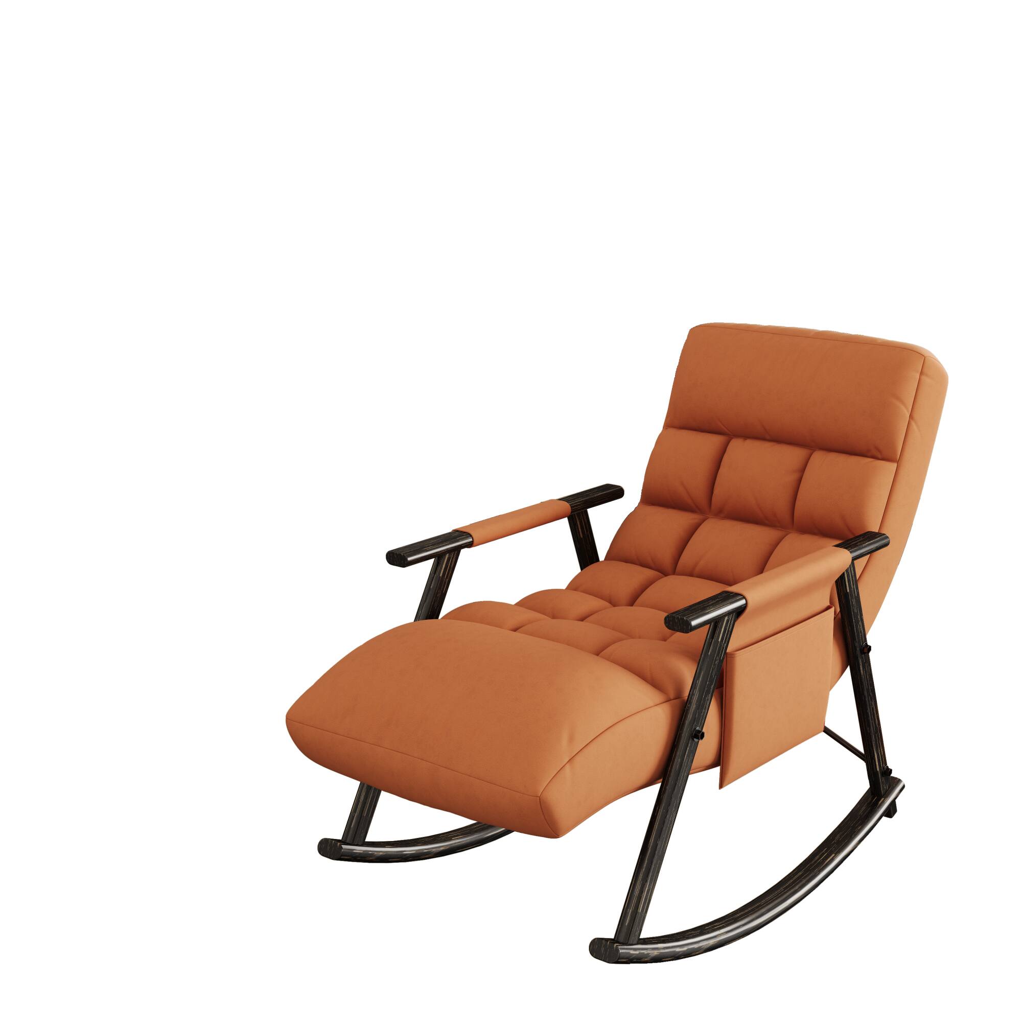 Alt View 5. GOODSILO - Adjustable High Back Casual Rocking Chair with Footrest and Side Pockets for Living Room Bedroom or Balcony - Orange.