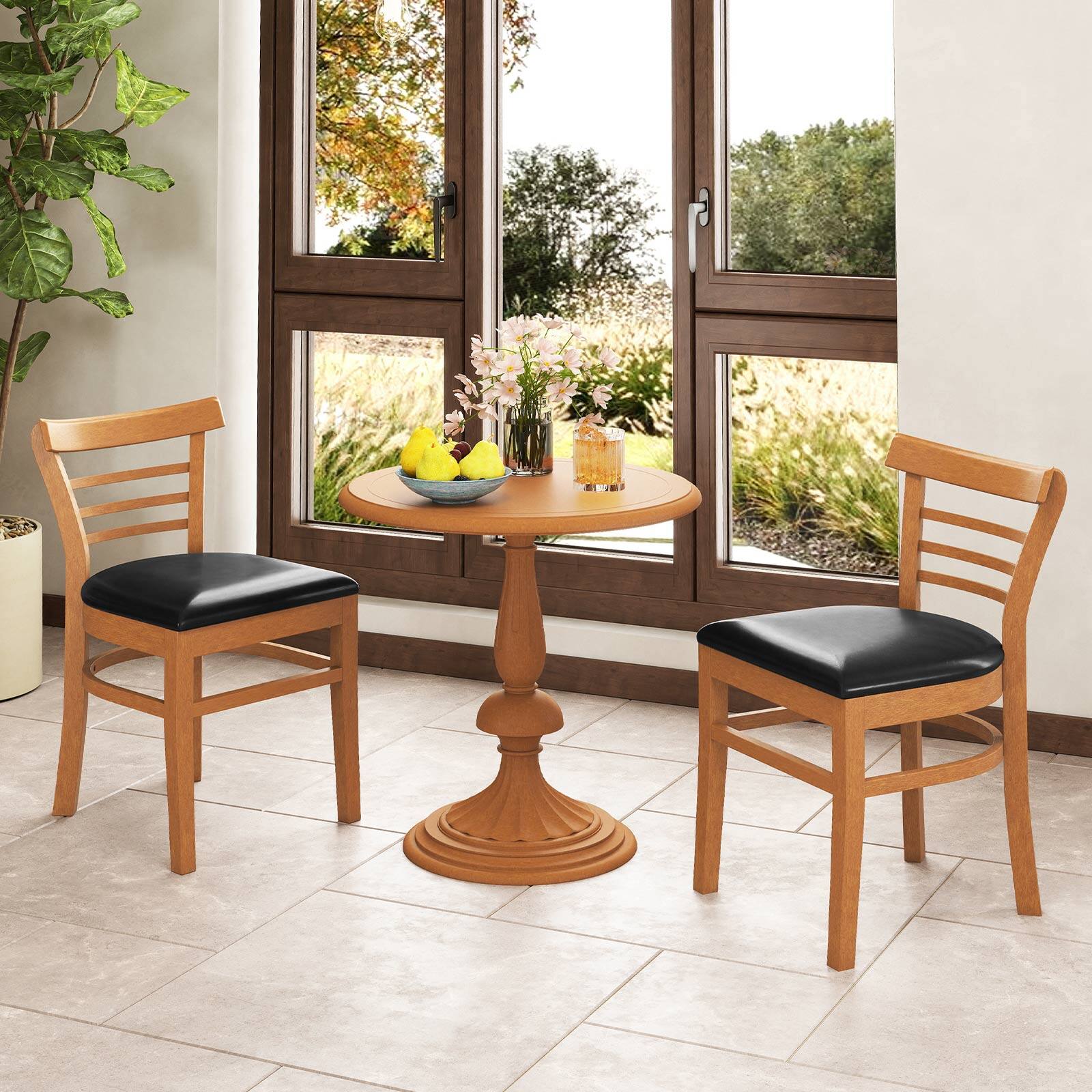 Alt View 3. Gymax - Gymax Modern Dining Chair Set of 4 Upholstered Kitchen Chair w/Rubber Wood Legs Brown - Brown.