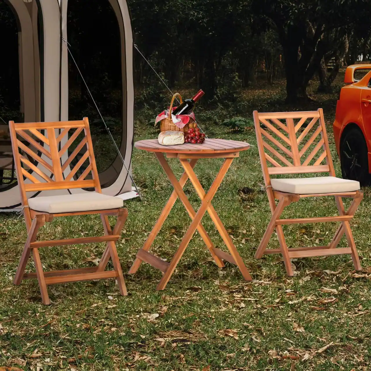 Left. Werph - Werph 3-Piece Acacia Wood Patio Set - Khaki.