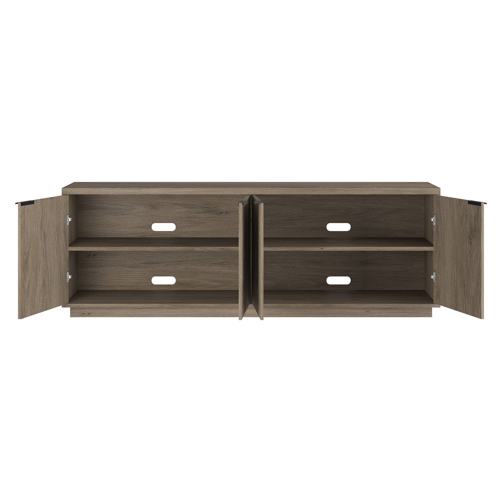 Alt View 1. Hudson&Canal - Mansfield Rectangular Fluted TV Stand for TV's up to 78" in Antiqued Gray Oak - Antiqued Gray Oak.