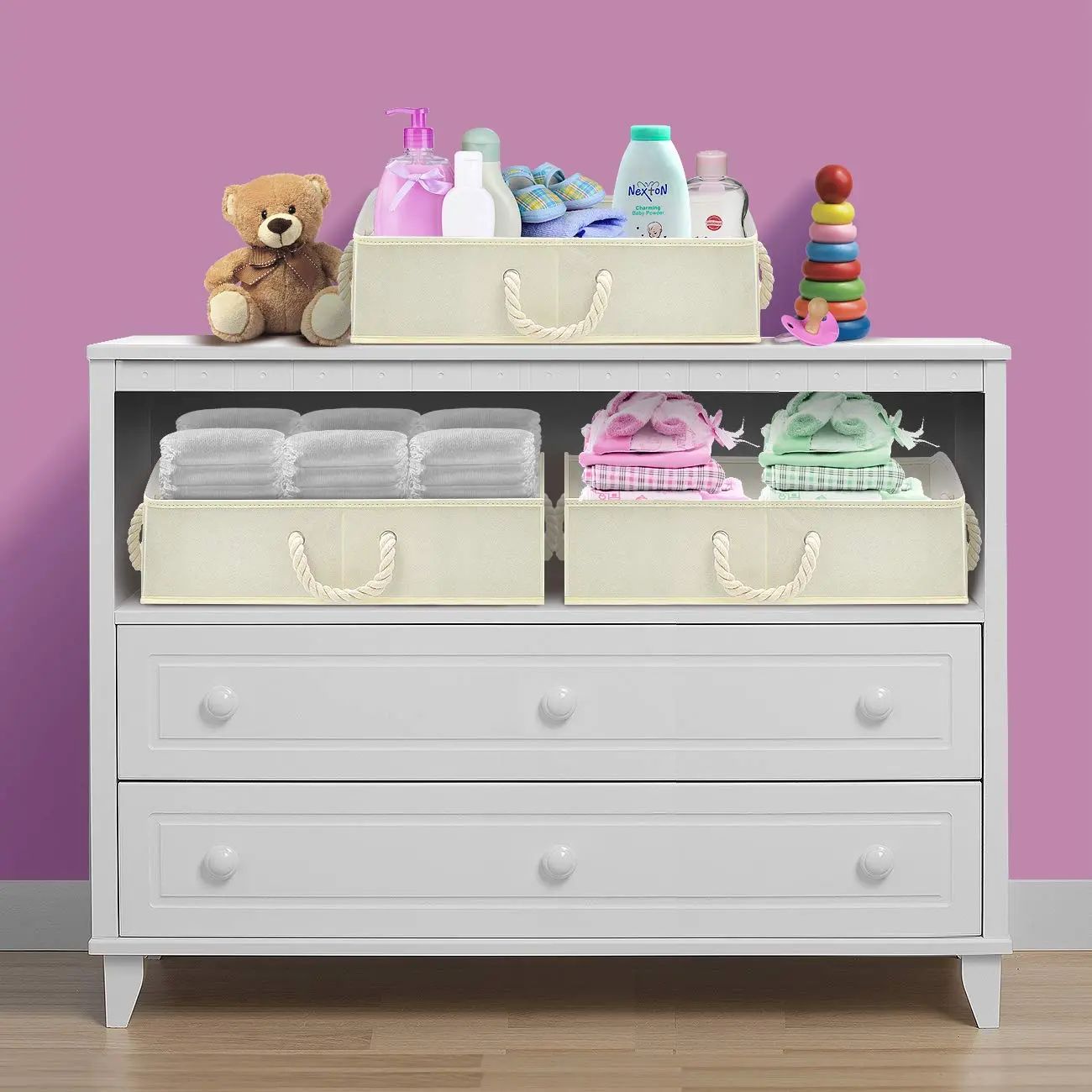 Alt View 2. Sorbus - Sorbus Storage Bins [3-Pack] Fabric Storage Baskets, Foldable Closet Organizer Trapezoid Storage Box - Beige.