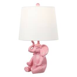 Jonathan Y - Kairi 21" Modern Shabby Chic Resin/Iron Happy Elephant LED Kids' Table Lamp with Phone Stand, Pink