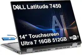 Dell - Latitude 7450 14" FHD+ 2-in-1 Touchscreen AI PC Laptop - Intel Core Ultra 7 - 16GB RAM - 512GB SSD - Windows 11 Pro - 2-in-1 Laptop - Gray
