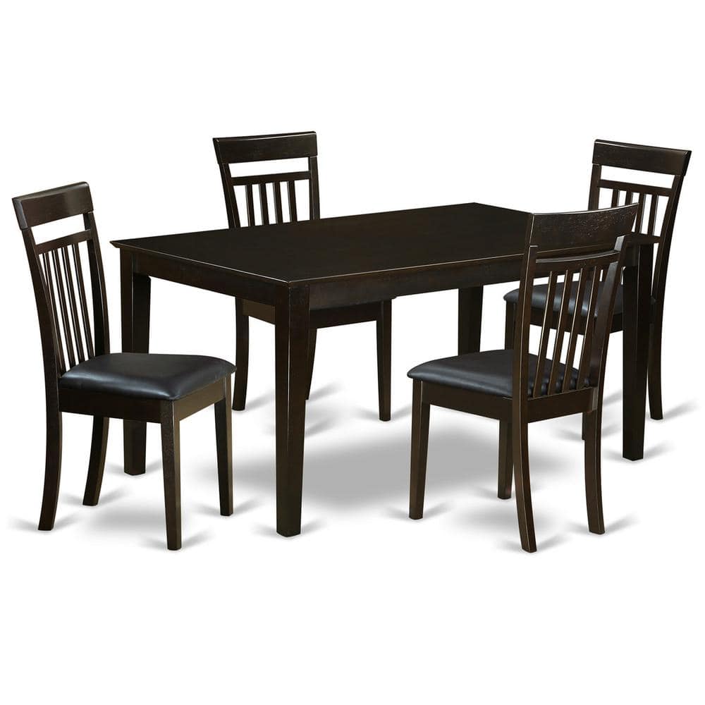 East West Furniture - 5 Pc Dining room set for 4-Dining Table Top and 4 Dining Chairs - Cappuccino price history on PriceWatchPro