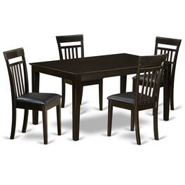 East West Furniture - 5 Pc Dining room set for 4-Dining Table Top and 4 Dining Chairs - Cappuccino