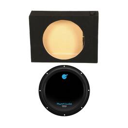 QPower - Single 10 Inch Vented Shallow Sub Box & Planet Audio 1500 Watt Subwoofer - Black