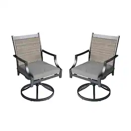 Mondawe - 2-Piece Outdoor Swivel Chair Set with Aluminum Frame and Cushions - Black+Grey