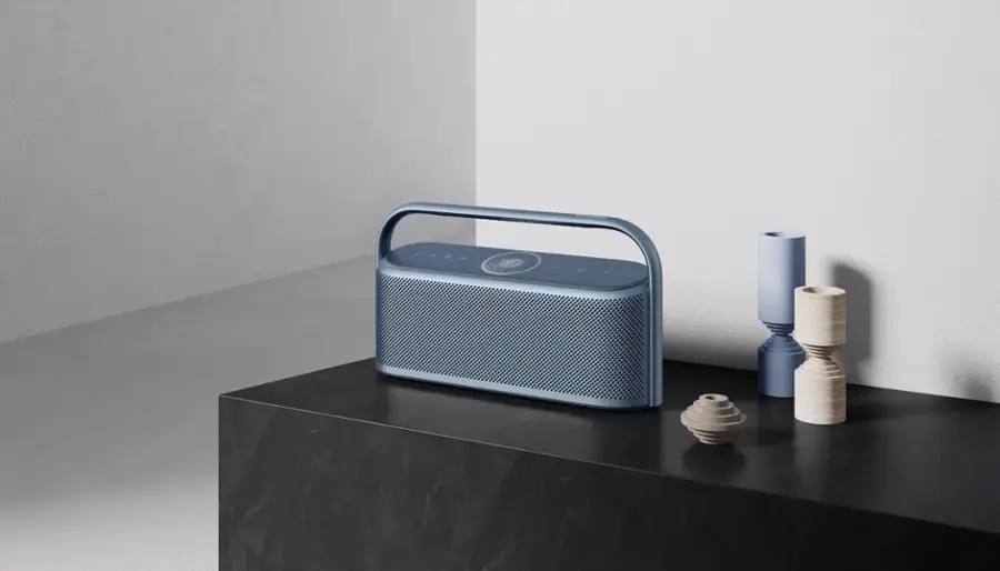Alt View 7. Soundcore - by Anker Motion X600 Hi-Res Spatial Audio IPX7 Waterproof Portable Bluetooth Speaker with Aux-In and Rugged Metal Design - Blue.