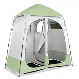 Winado - 7.5FT Camping Dressing 2-Room Shower Tent Pop Up Shelter with Carrying Bag Privacy Changing Room Portable Toilet Outdoor - Light Green & White