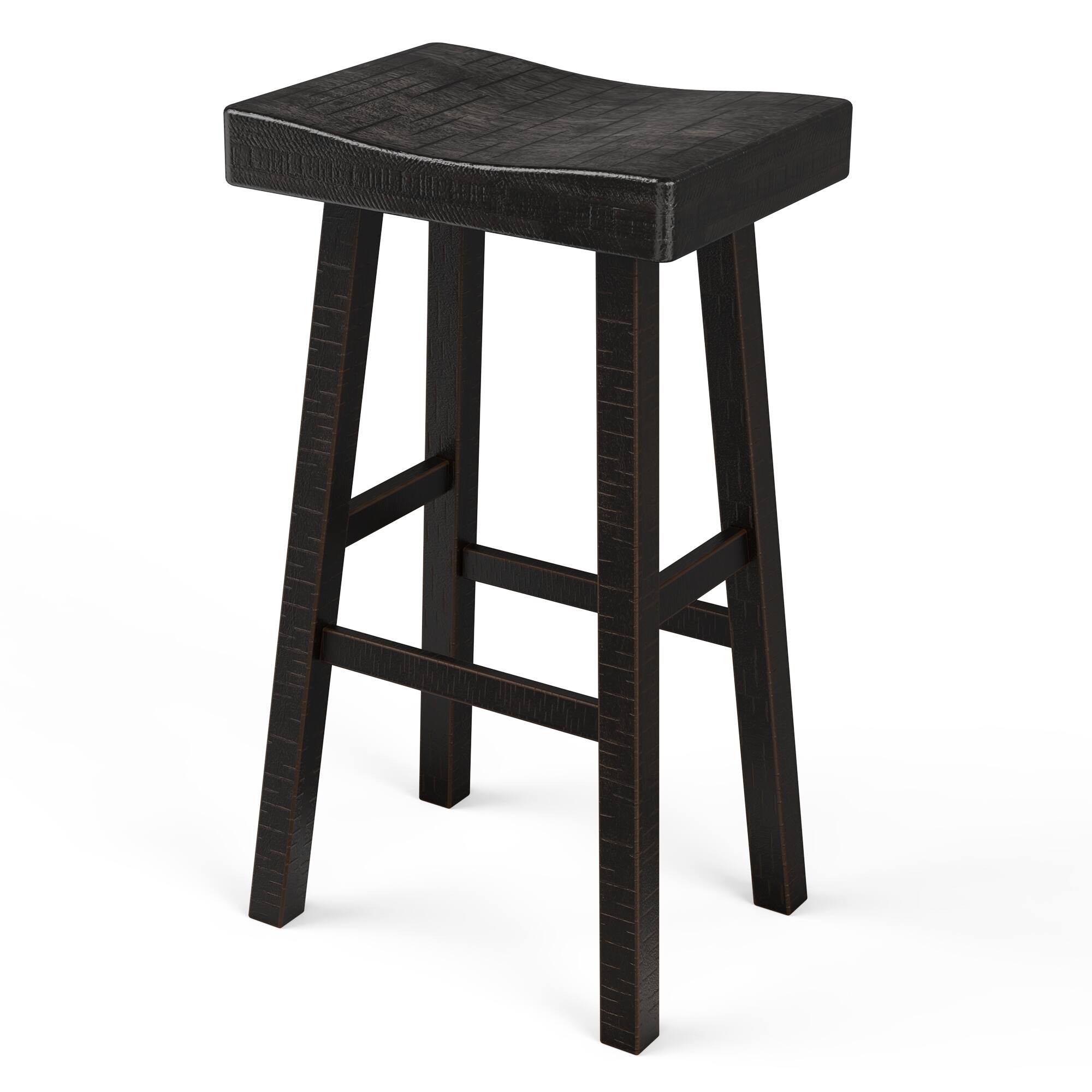 Alt View 1. Vaczon - 29" Solid Wood Bar Stools, Set of 2, Finish with Comfortable Contour Seats for Kitchen or Bar - Black.