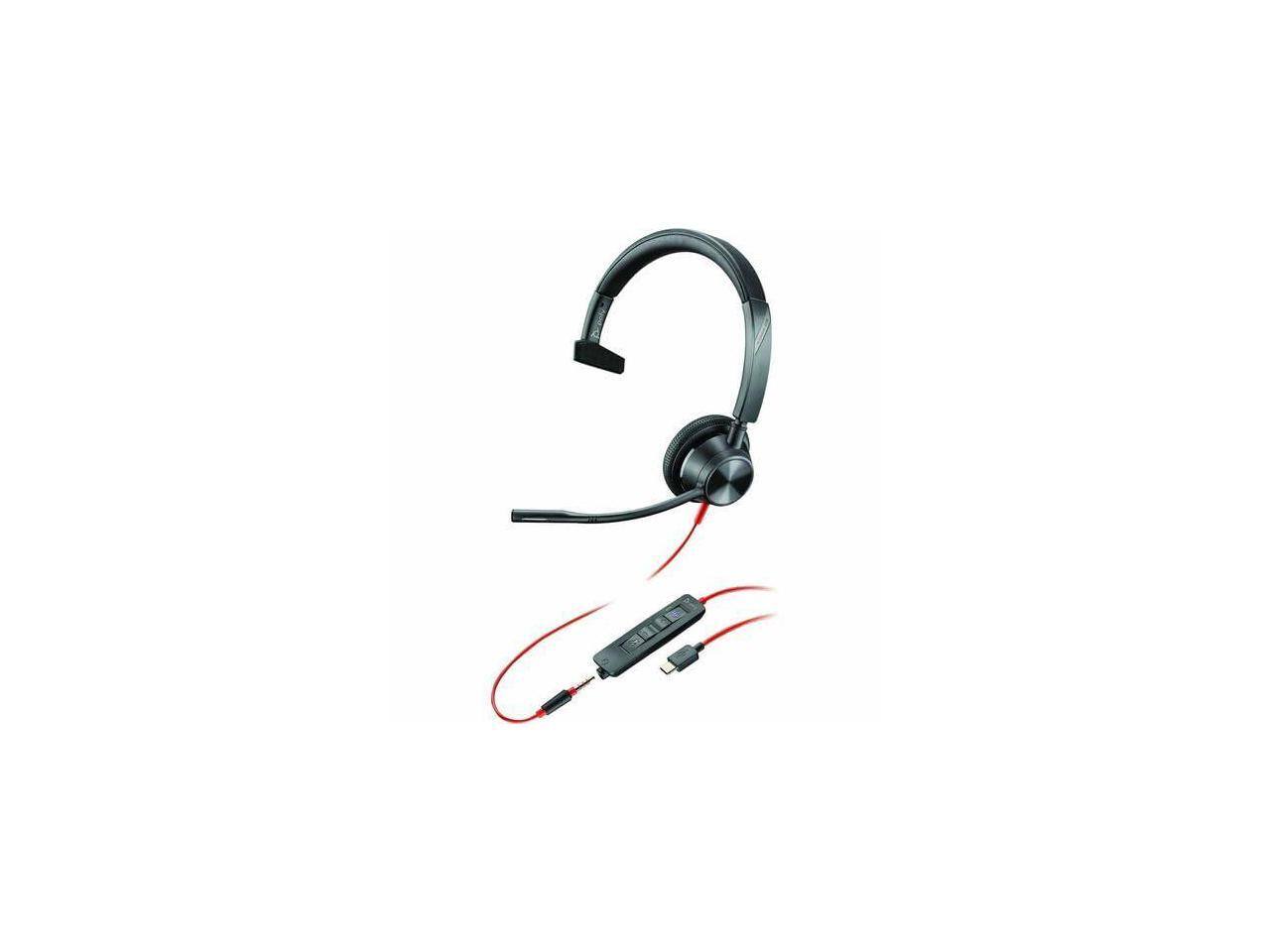 Alt View 2. HP - Poly Blackwire 3310 USB-C Headset - Mono - 3.5mm - 7.10 ft - Noise Cancelling - Black.