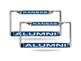 Rico Industries - Kansas Jayhawks Alumni Chrome Metal (Set of 2) Laser Cut License Plate Frames - Multi
