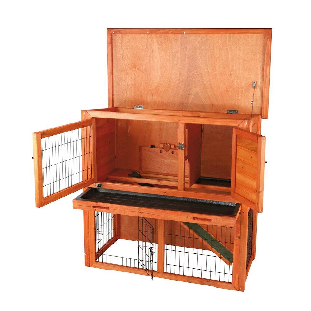 Alt View 2. TRIXIE - Weatherproof Outdoor 2-Story Medium Wooden Small Animal Hutch - Brown.