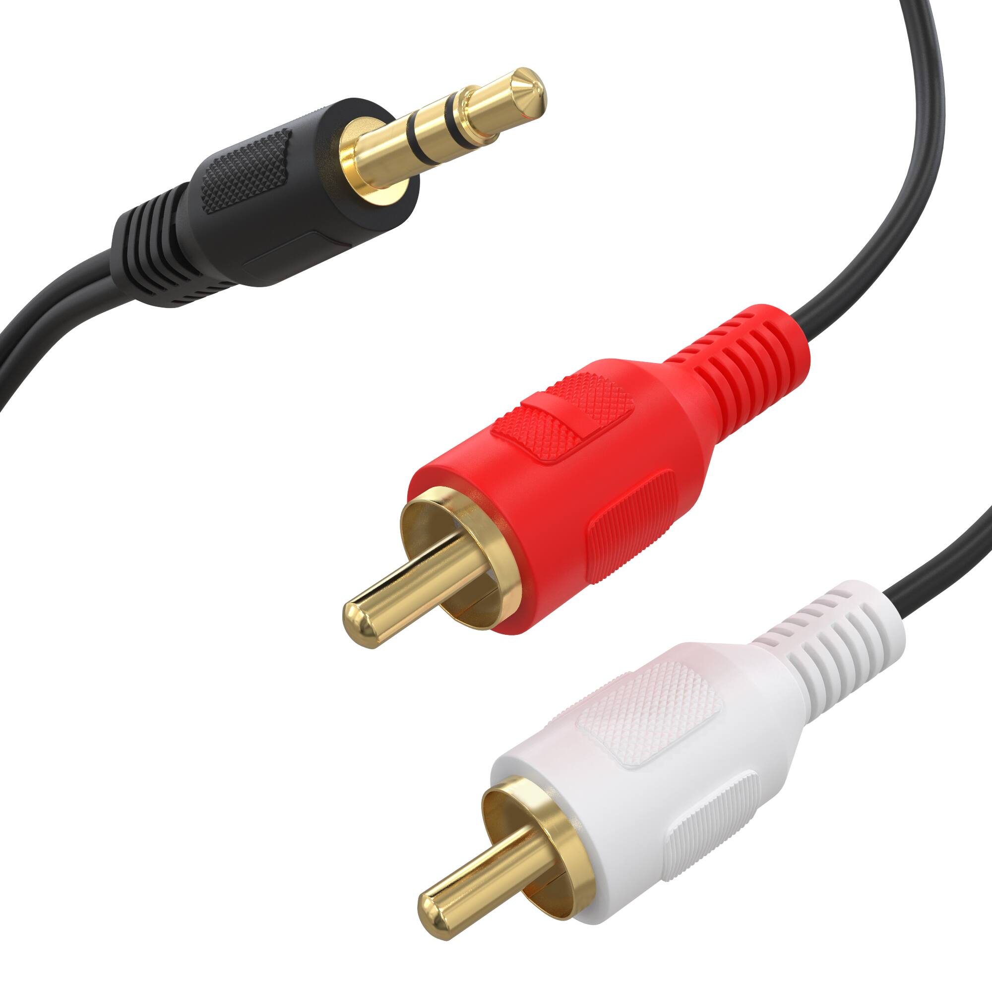 Back. Cmple.com - 3.5mm to 2 RCA Cable 12ft Black Male to Male Stereo Audio Cord Gold-Plated - Black.
