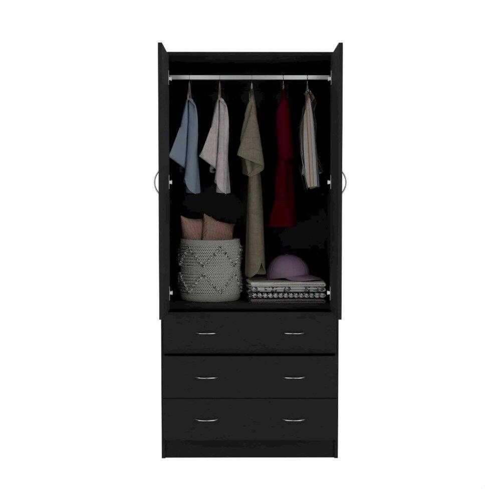 Alt View 1. TuHome - Taly 2 Doors 3 Drawers Armoire Black Black MDF - Black.