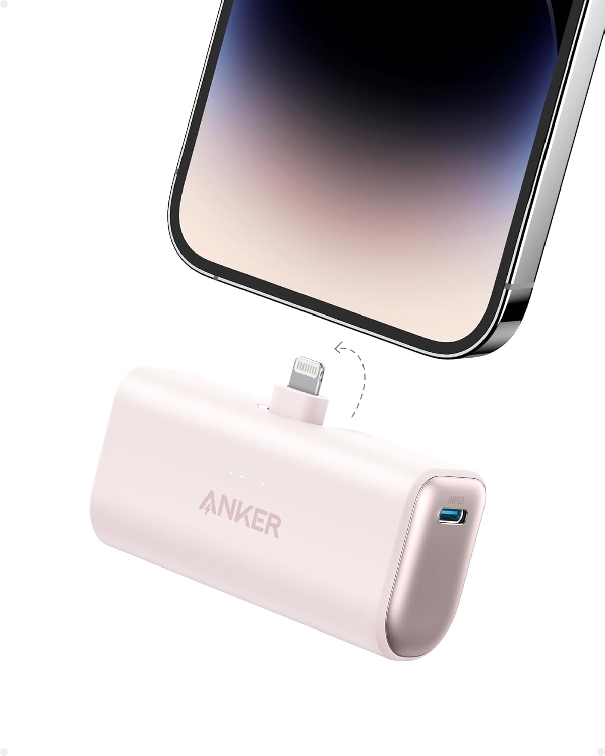 Anker - Nano Power Bank with Built-in Lightning Connector - Pink