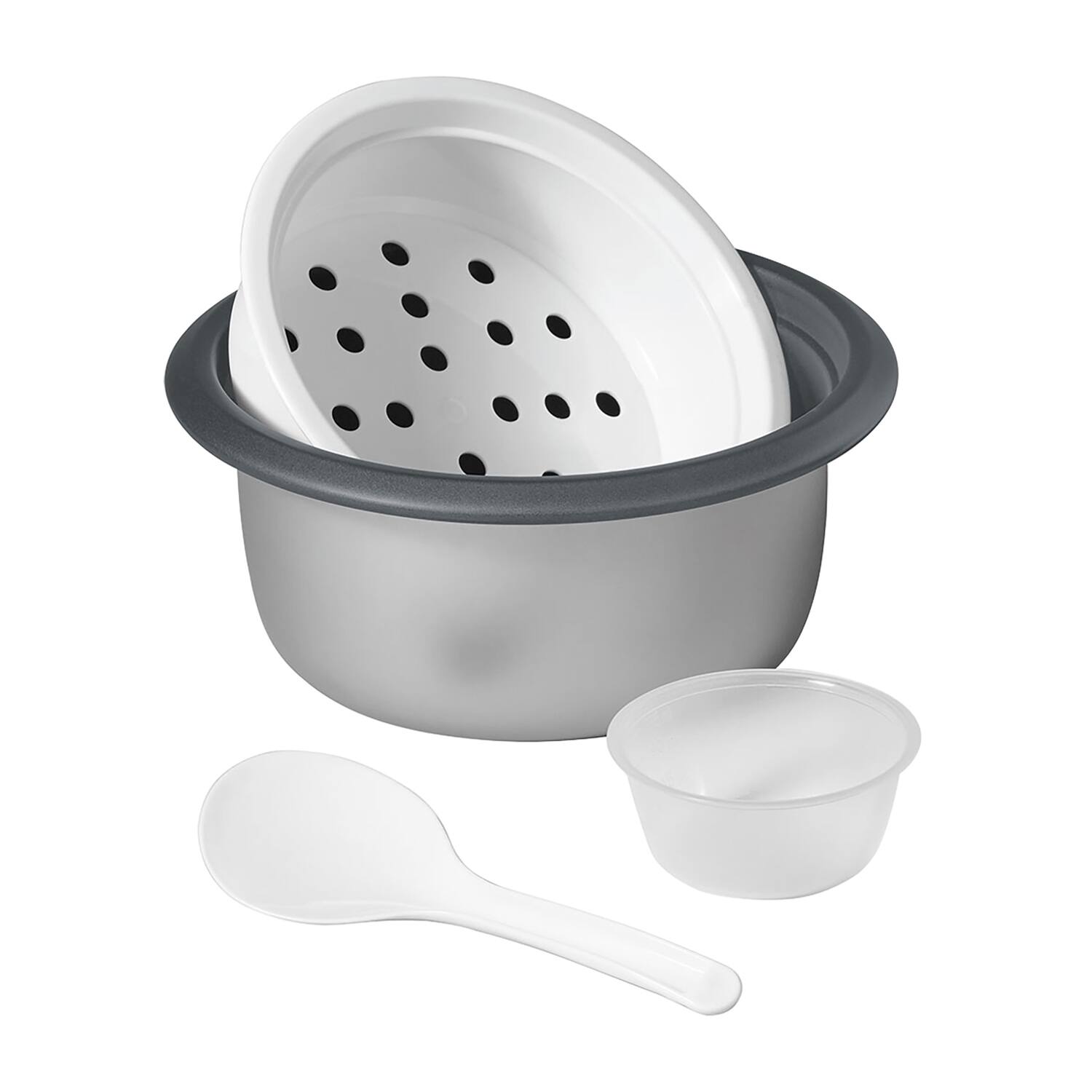 Left. Starfrit - 10-Cup 400-Watt Electric Rice Cooker with Non-Stick PFAS-Free Ceramic Pot - Gray.