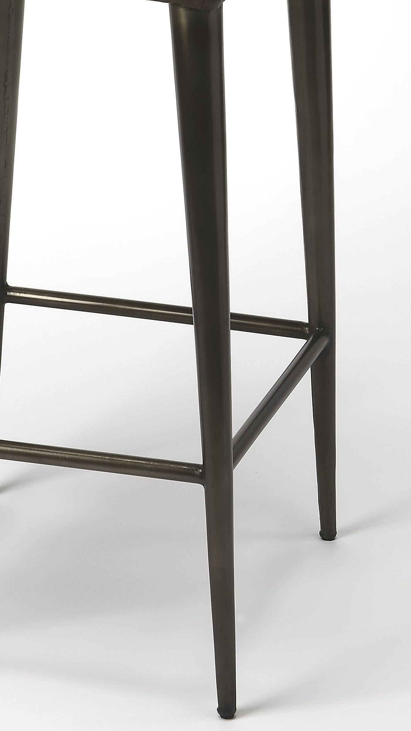 Alt View 7. Butler Specialty - Maxwell 32 in. Seat Height Leather and Iron Bar Height Stool with Back - Dark Brown.