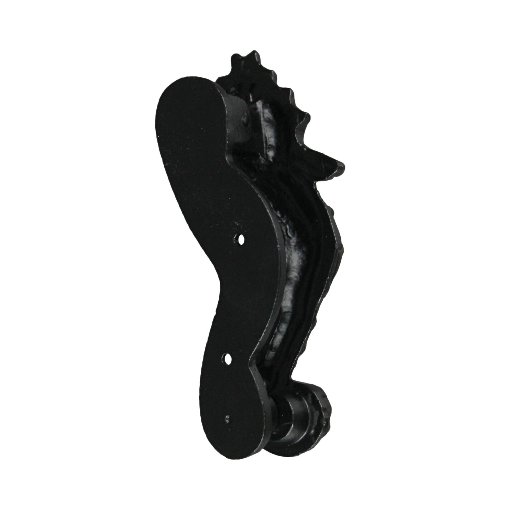 Alt View 2. Moby Dick Specialties - Rustic Black Enamel Cast Iron Coastal Seahorse Door Knocker Sea Horse - Black.